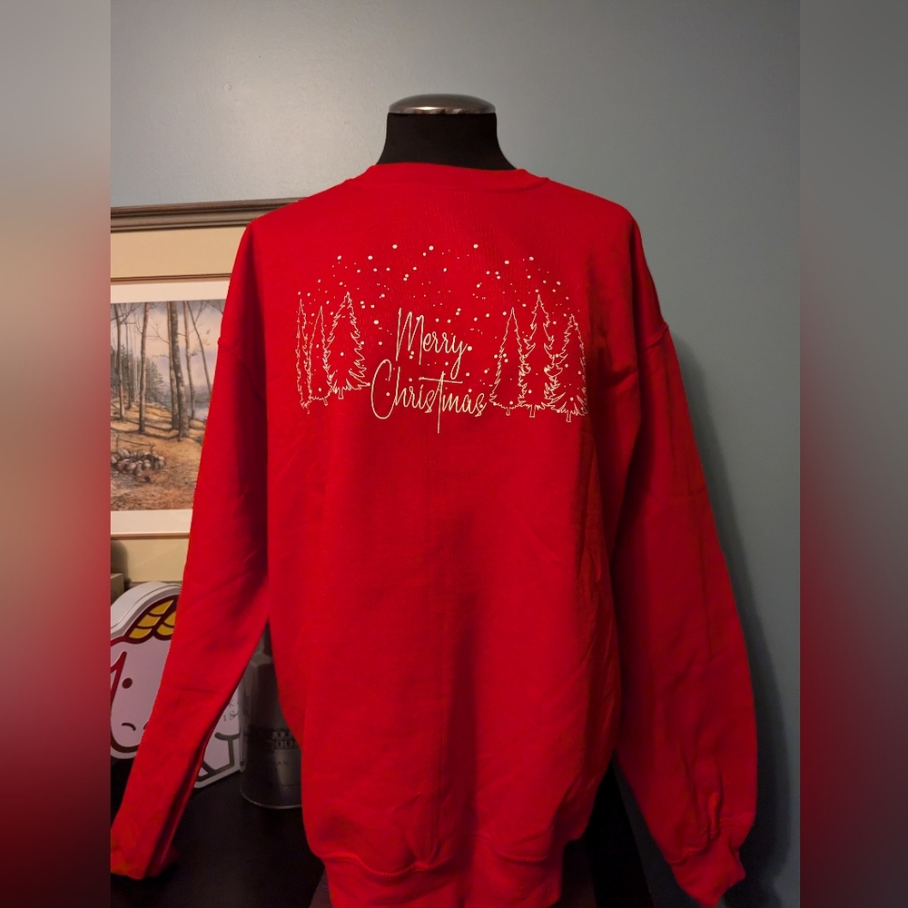 NWOT Merry Christmas sweatshirt, red. Size Large